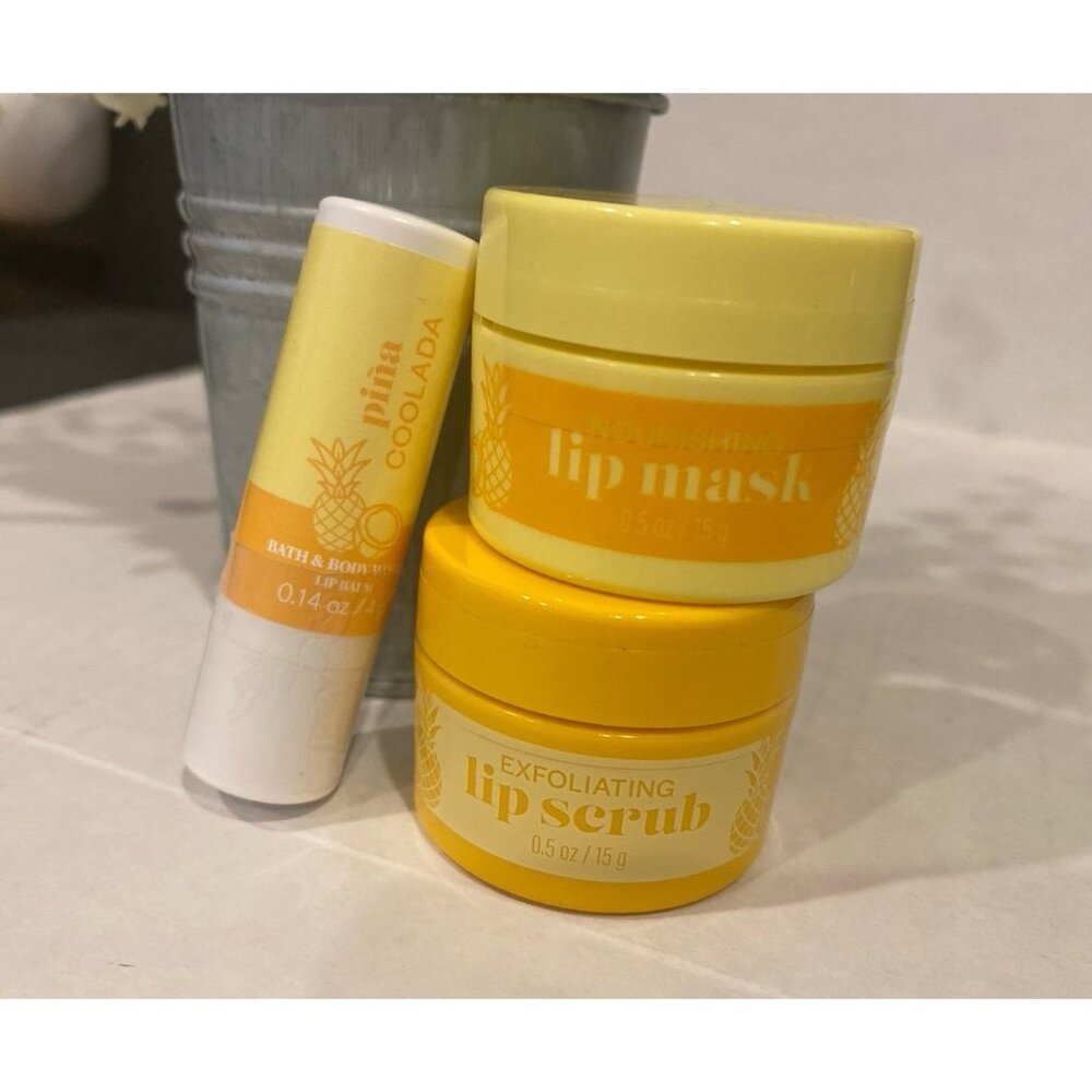 Bath & Body Works “Pina Colada” NEW 3-Pc Lip Care Set